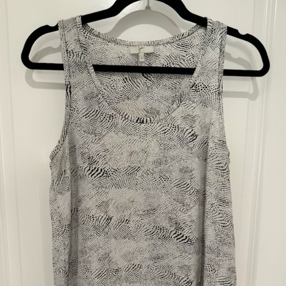 Joie Womens Polka Dot Scoop Neck Tank Top Blouse White Black Silk Size S
